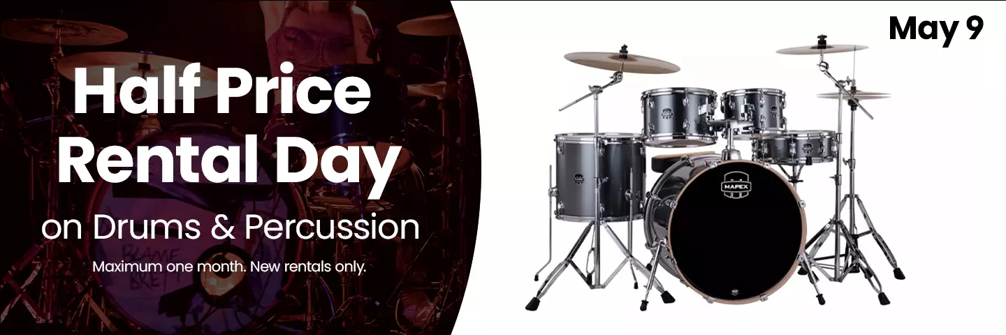 Half Price Rental Day on Drums & Percussion